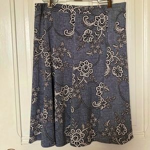 Grey A-Line Skirt with White Flower Print